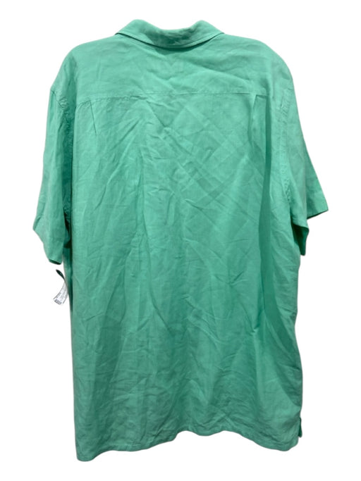 Polo Size LT Light Green Linen Blend Solid Front Pocket Button Down Short Sleeve LT