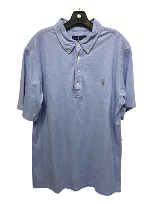 Ralph Lauren Size LT Light blue Cotton Solid Polo Men's Short Sleeve LT