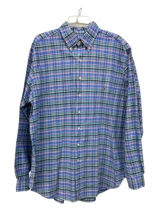 Ralph Lauren Size XL Blue & Green Cotton Plaid Oxford Men's Long Sleeve Shirt XL