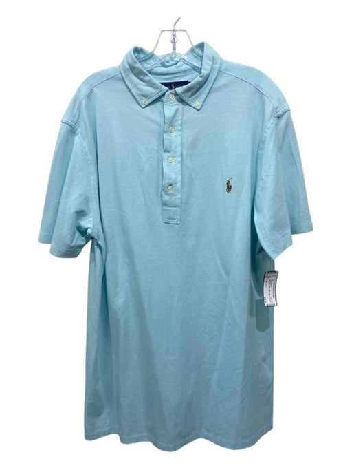 Ralph Lauren Size LT Light blue Cotton Solid Polo Men's Short Sleeve LT