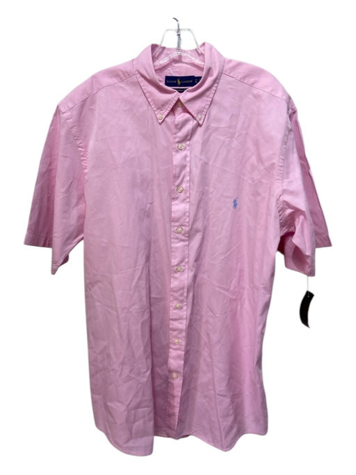 Ralph Lauren Size LT Pink Cotton Solid Button Down Men's Short Sleeve LT