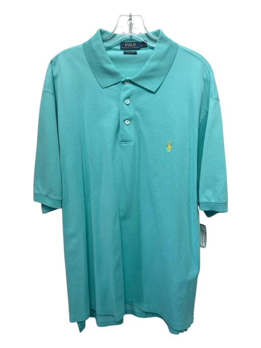 Polo Size LT Teal Cotton Solid Polo Men's Short Sleeve LT