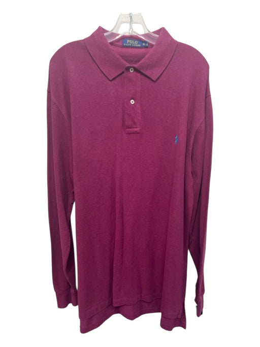 Polo Size LT Red Cotton Solid Polo Men's Long Sleeve Shirt LT