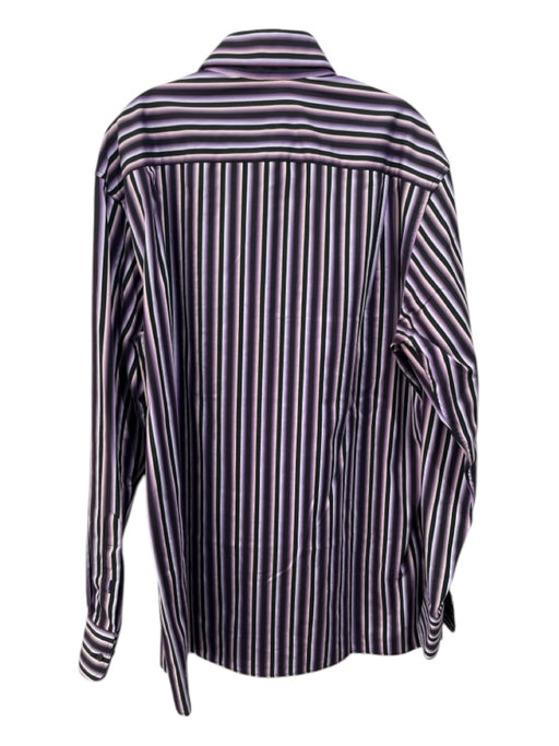 Zanetti Size XL Purple & Black Cotton Striped Button Down Long Sleeve Shirt XL