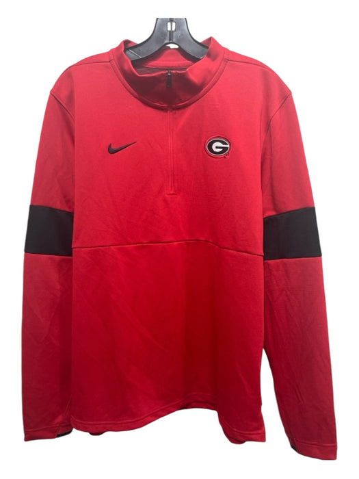 Nike Size L Red Synthetic Solid Quarter Zip Men's Long Sleeve Shirt L