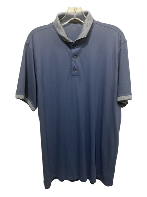 Greyson Size L Blue Synthetic Solid Polo Men's Short Sleeve L