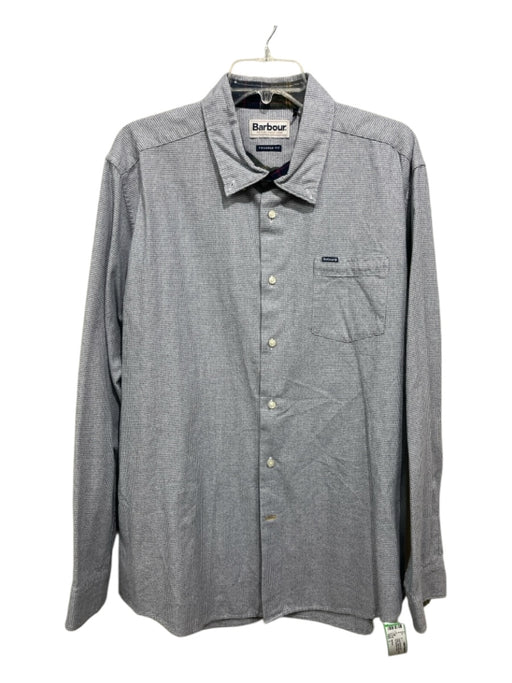 Barbour Size L Gray Cotton Blend Houndstooth Button Up Men's Long Sleeve Shirt Gray / L