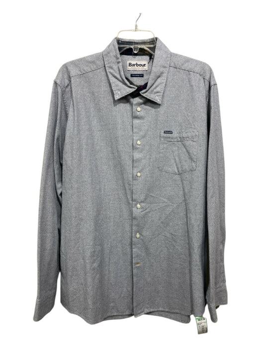 Barbour Size L Gray Cotton Blend Houndstooth Button Up Men's Long Sleeve Shirt Gray / L