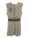The Kooples Size 1 Cream White & Black Polyester Polka Dots Pleated V Neck Dress Cream White & Black / 1