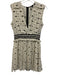 The Kooples Size 1 Cream White & Black Polyester Polka Dots Pleated V Neck Dress Cream White & Black / 1