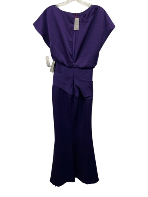 Halston Size 0 Purple Polyester Satin Cap Sleeve Draped Full Length Gown Purple / 0