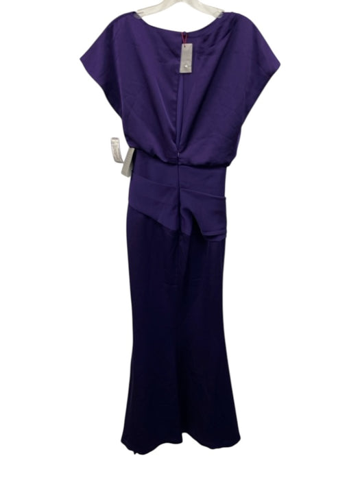 Halston Size 0 Purple Polyester Satin Cap Sleeve Draped Full Length Gown Purple / 0