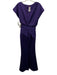 Halston Size 0 Purple Polyester Satin Cap Sleeve Draped Full Length Gown Purple / 0