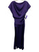Halston Size 0 Purple Polyester Satin Cap Sleeve Draped Full Length Gown Purple / 0