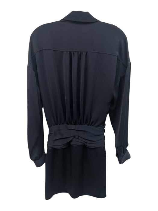 Ramy Brook Size 0 Navy Blue Polyester Satin Long Sleeve Gathered Draping Dress Navy Blue / 0