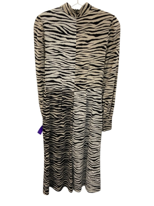 A.L.C. Size 4 Cream White & Black Silk Blend Tiger Stripe Keyhole Front Dress Cream White & Black / 4