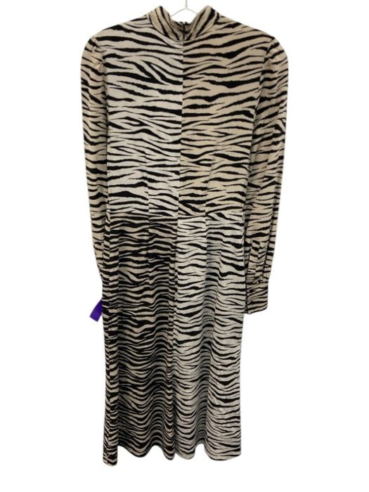 A.L.C. Size 4 Cream White & Black Silk Blend Tiger Stripe Keyhole Front Dress Cream White & Black / 4
