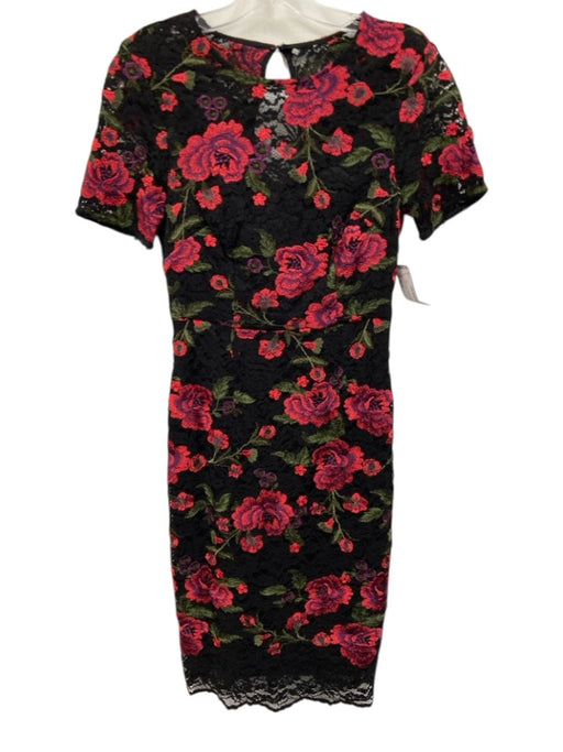 Trina Turk Size Est S Black, Red & Green Nylon Blend Floral Embroidered Dress Black, Red & Green / Est S