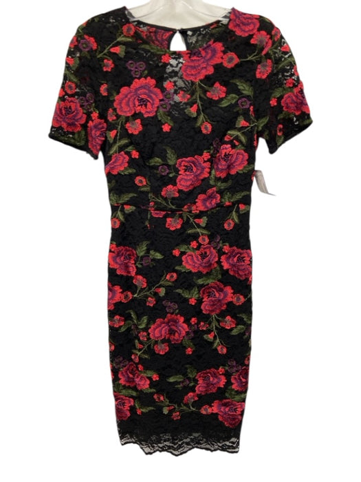 Trina Turk Size Est S Black, Red & Green Nylon Blend Floral Embroidered Dress Black, Red & Green / Est S