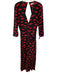 Rixo Size 6 Black & Red Silk Lips Long Sleeve Ruched Front Open Back Dress Black & Red / 6