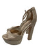 Tamara Mellon Shoe Size 6 Gold Leather & Synthetic Block Heel Glitter Sandals Gold / 6