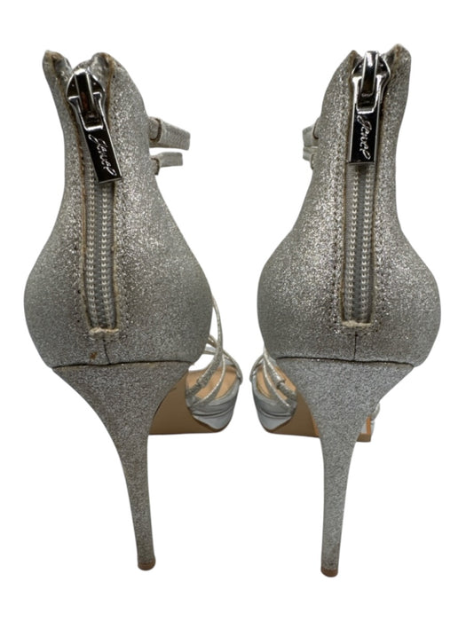 Badgley Mischka Shoe Size 7.5 Silver Synthetic Glitter Stiletto Open Toe Sandals Silver / 7.5