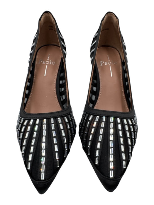 Linea Paolo Shoe Size 6.5 Black Textile Rhinestone Pointed Toe Pumps Black / 6.5