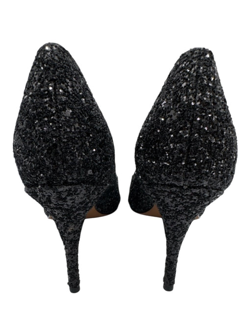 Linea Paolo Shoe Size 7.5 Black Textile Glitter Pointed Toe Pumps Black / 7.5