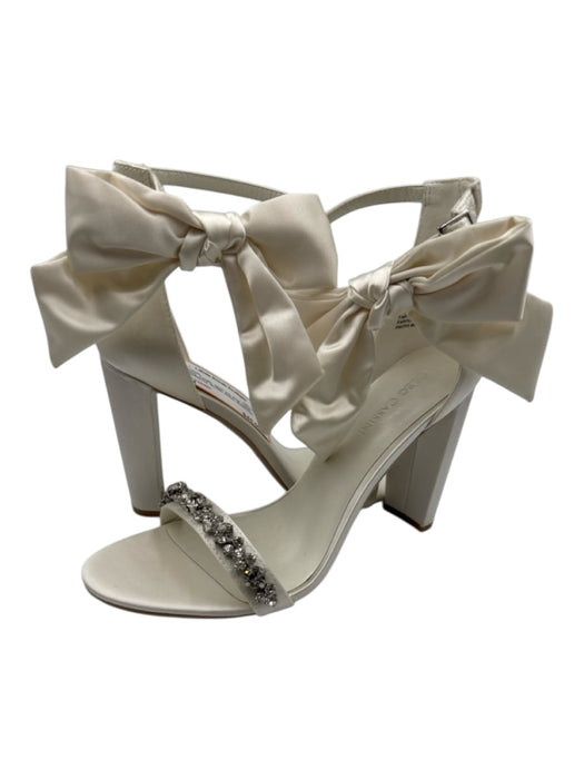 Oleg Cassini Shoe Size 8M Cream Textile open toe Bow Detail Embellished Sandals Cream / 8M