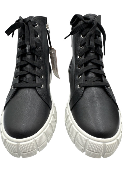 Linea Paolo Shoe Size 8M Black Leather Lace Up High Top Zip Close Shoes Black / 8M