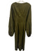 Andrea Iyamah Size S Olive Green Cotton Long Balloon Sleeve V Neck Jumpsuit Olive Green / S