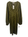 Andrea Iyamah Size S Olive Green Cotton Long Balloon Sleeve V Neck Jumpsuit Olive Green / S