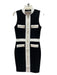 Karen Millen Size M Black & White Polyester Knee Length Sleeveless Pockets Dress Black & White / M