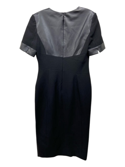 Karen Millen Size 6 Black Viscose & Polyester Surplice Half Sleeve Dress Black / 6