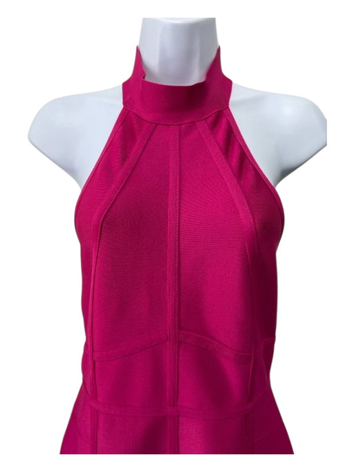 Karen Millen Size M Magenta Pink Viscose Blend Halter Back Zip Body Con Dress Magenta Pink / M