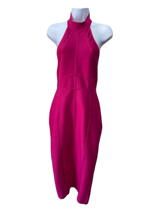 Karen Millen Size M Magenta Pink Viscose Blend Halter Back Zip Body Con Dress Magenta Pink / M