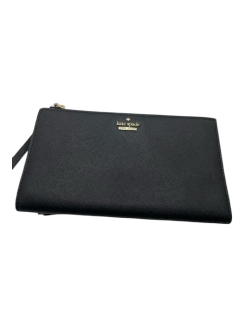 Kate Spade Black Saffiano Leather Zip Wallets Black