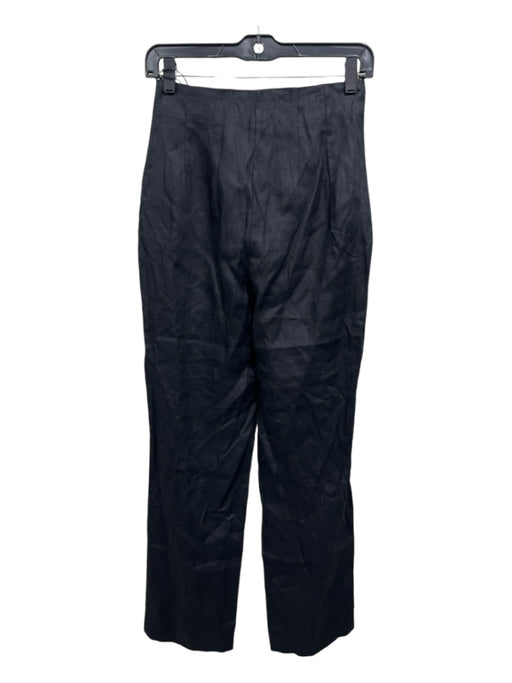 Reformation Size 0 Black Linen Zip Fly Darted Pants Black / 0