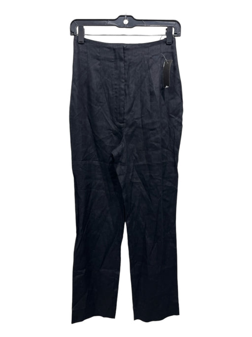 Reformation Size 0 Black Linen Zip Fly Darted Pants Black / 0