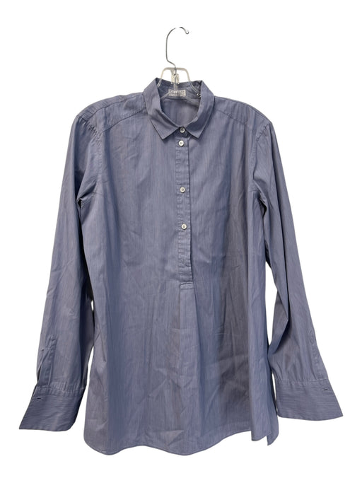 Brunello Cucinelli Size XL Periwinkle Blue Cotton Blend Collared Half Button Top Periwinkle Blue / XL