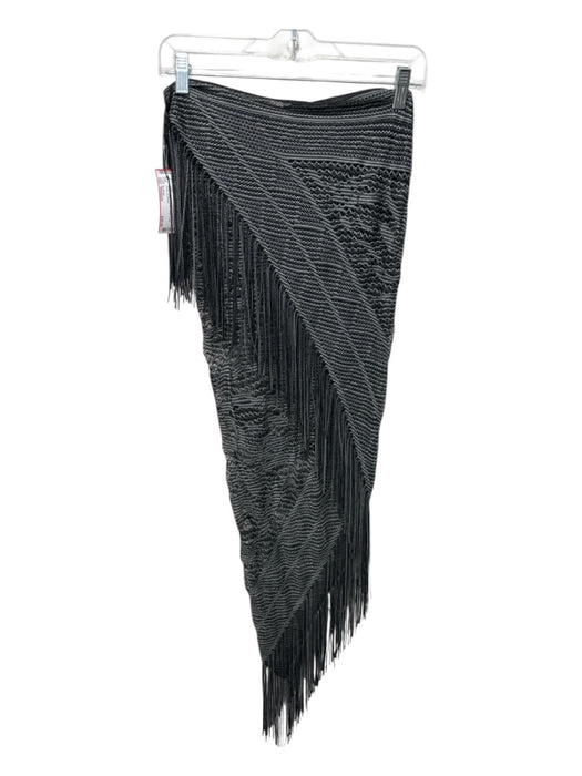 No Brand Black & Gray Crochet Floral Fringe Shawl scarf Black & Gray / Medium