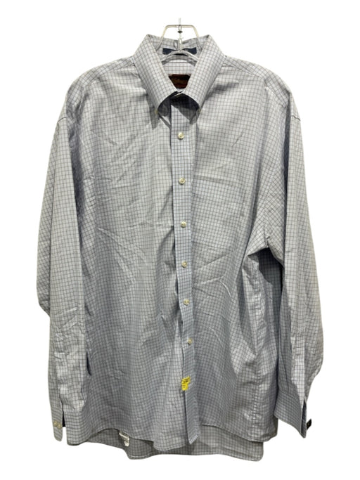 Bullington Size L Blue & White Cotton Plaid Button Down Men's Long Sleeve Shirt L