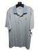 Masters Tech Size L Light Blue & White Synthetic Striped Polo Men's Short Sleeve L