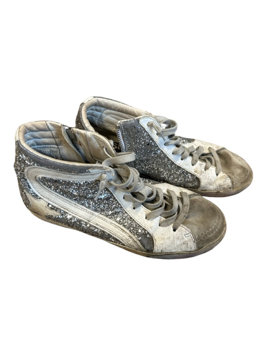 Golden Goose Shoe Size 39 White & Silver Glitter High Top Athletic Sneakers White & Silver / 39