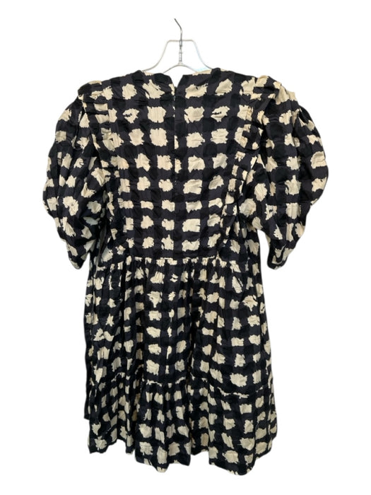 Sea New York Size S Gray & Cream Cotton 3/4 Balloon Sleeve Abstract Dress Gray & Cream / S