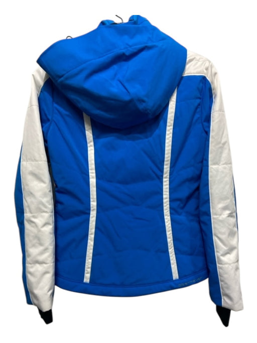 Obermeyer Size 4 Blue, White & Black Polyester Zip Button Hood Zip Pocket Jacket Blue, White & Black / 4