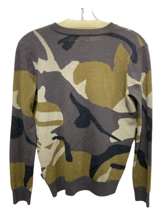 Burberry Brit Size S/P gray & green Cashmere Camo V Neck Long Sleeve Sweater gray & green / S/P