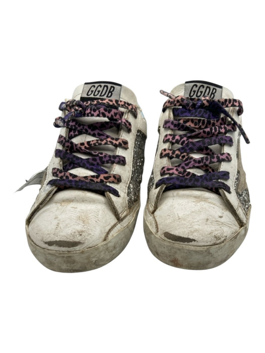 Golden Goose Shoe Size 37 White, Purple & Blue Leather Low Top Laces Sneakers White, Purple & Blue / 37