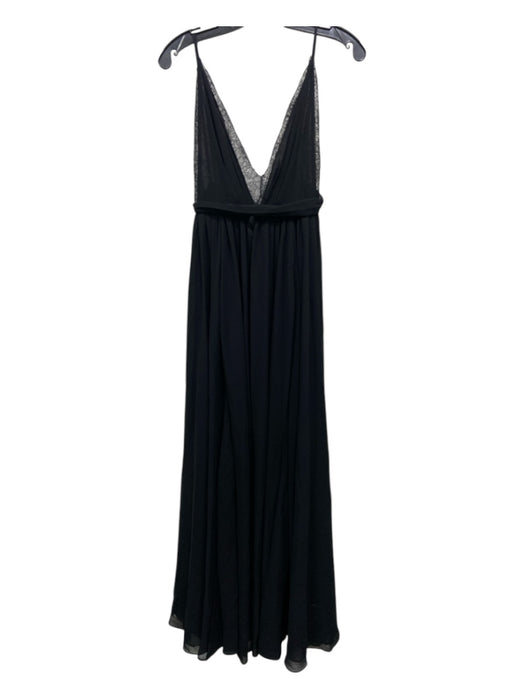 Michael Costello Size XS Black Polyester Semi Sheer Spaghetti Strap Maxi Dress Black / XS