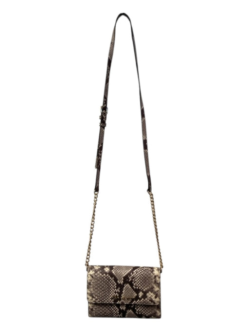 Michael Kors Cream & Brown Leather Snake Embossed Removable Chain Cross Body Bag Cream & Brown / Small